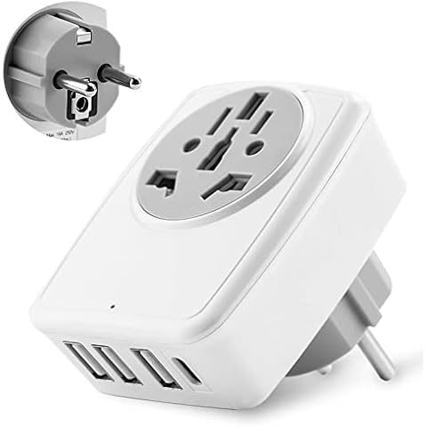 UK to EU Euro Europe Plug Adapter Wonlonda European Extension Socket with 3 USB 1 USB C for Italy Switzerland Germany Spain France Portugal Greece Russia Netherlands&more (Type E/F) Cover