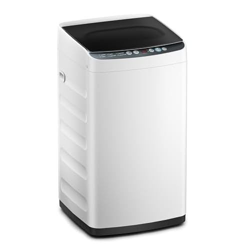 Midea MLTW09M1BWW Portable Washer with 6 Cycles, Drum Clean, Quick, Stainless Steel Tub, Transparent Lid, LED Display Washing Machine, 0.9 cu. ft, White