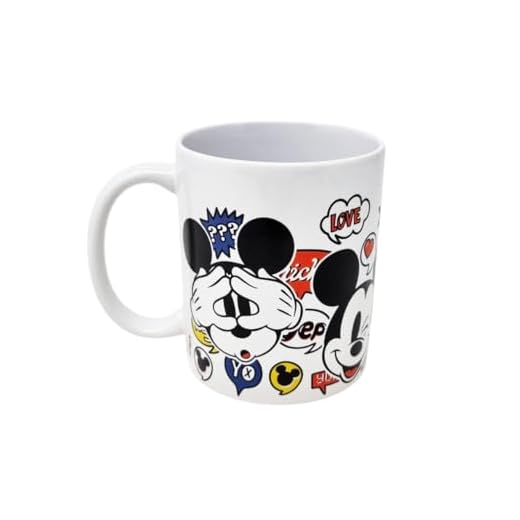 Disney Taza de té de cerámica Mickey Mouse 24 cl Medida 8,5 x 7,5 cm Idea regalo