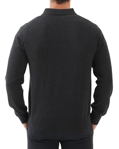 Image of Kallspin Mens 100% Cotton Polo Sweater Long Sleeve Button Down Knit Pullover Relaxed Fit Collared Casual Tops