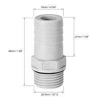 sourcing map 6 Stück PVC Schlauchanschluss Schlauchverbinder 19mm oder 47/64 "mit Widerhaken x 3/4" G Stecker Rohr Schlauchtülle Wasseranschluss Verlängerung – Ansicht 6