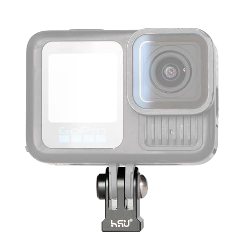 Image of HSU Aluminum Alloy Go Pro Tripod Mount Adapter for Go Pro Hero 12 /11 /10 /9 /8 /7 /6, Mini 1 /4-20 Metal Monopod Mount for Campark and Other Action Cameras (Black)