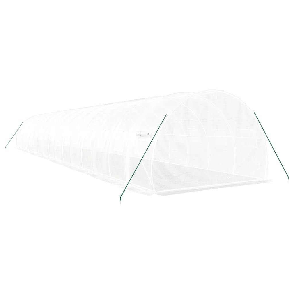 Homgoday Invernadero con Estructura de Acero Blanco 48 m² 16x3x2 m, Invernadero Caseta Jardín Terraza Plantas Semilla Cultivo Huerto Verduras Cubierta Casero