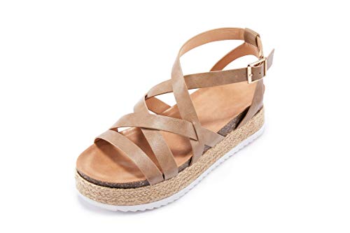 Laicigo Women’s Crisscross Strap Espadrilles Platform Ankle Buckle Open Toe Chunky Wedge Sandals #TOP1