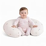 Little Grape Land Nursing Pillow & Feeding Pillow for Mum & Baby, Neutral Floral Muslin Cover, Removable Machine-Washable, for Breastfeeding, Bottle Feeding, Tummy Time & Infant Support