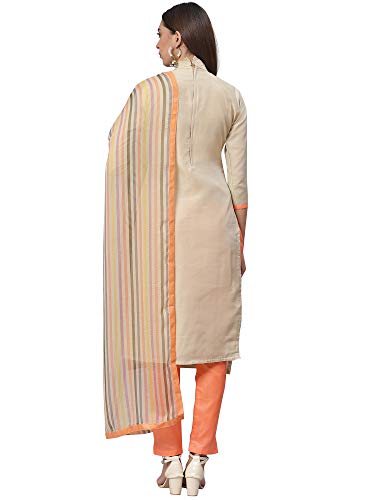 Image of AKHILAM Women's Chanderi Cotton Embroidered Unstitched Salwar Suit Material (Red 32DMK80 M Parent)