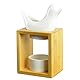 Zen’Arôme - Duftlampe Birdy Weiß - Duftwachs-Brenner - Diffuser für Ätherische Öle und Raumdüfte - Kerzenhalter Aromatherapie - Dekorativer Teelichthalter aus Holz und Keramik - Höhe: 16,5 cm