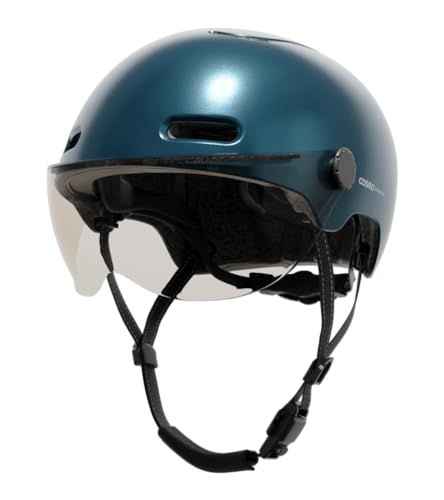 Cosmo Connected - Cosmo Fusion - Casque Intelligent Vélo et Trottinette avec Visière, Taille Adulte - Clignotants, Feu de Freinage Automatique, Partage de Trajet, Détection de Chute - Bleu Métallisé – vue 2