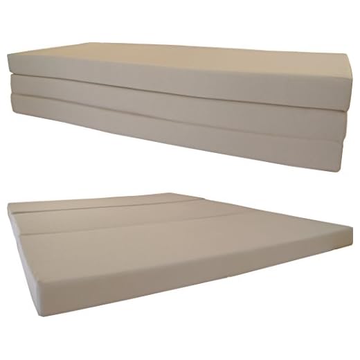 D&D Futon Furniture Queen Tan Shikibuton Trifold Foam Beds 80 x 60 x 4, Folding Foam Bed, Ottoman, Bench, 1.8 lb High Density Foam