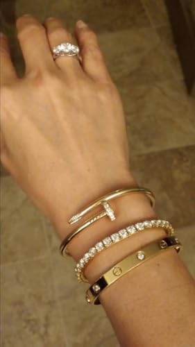 Image of Diamond Love Bracelet for her | 925 Sterling Silver | 18kt White Gold Plated | AAA+ Simulated Diamond | Handcrafted | Openable Bangle | Precious Gift for her