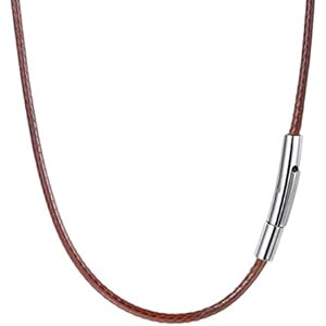 PROSTEEL Mens Leather Necklace Cord - 2mm/3mm Width Braided Waxed Waterproof Rope Chain for Pendant with 316L Stainless Steel Clasp, 16"-30" Inches Length (with Gift Box) 30"(76 CM) 2mm Brow
