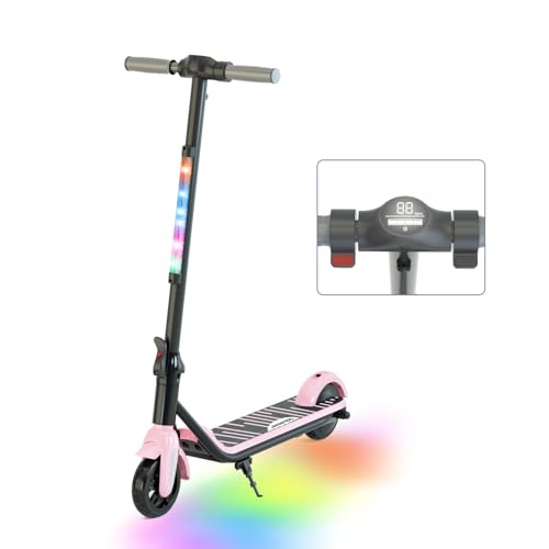 Trottinette Electrique Enfant, Trottinette électrique pour Enfants 6-12 Ans, Moteur 150W, Deux Vitesses réglables, Max 12 km/h, Lumières LED Colorées, Affichage LED, Pliable et Légère.