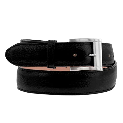 Texas Legacy Mens Black Smooth Grain Leather Cowboy Belt Silver Buckle