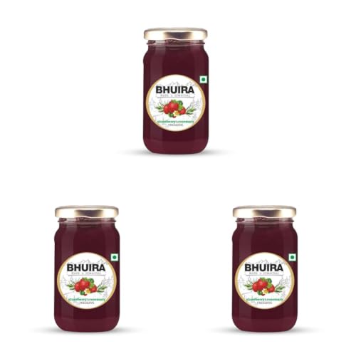 Image of Bhuira Strawberry Rosemary Preserve - 240g | All Natural Jam - No Added Preservatives, Artificial Colors | Handmade Himachal Vegan Spread | Breakfast Dessert | Healthy Snack | Guilt-Free (Pack of 3)