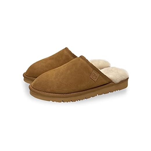 Rohn Moden Lammfell Hausschuhe Loisl für Herren, echt Schaffell Pantoffel mit EVA-Sohle in top Qualität, Schlappen in braun, (43 EU)