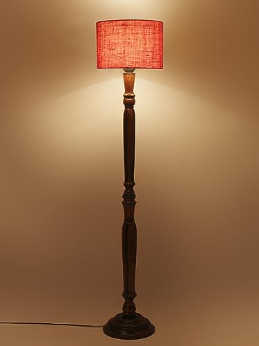 Image of Devansh Pink Jute Wooden Floor Lamp -10