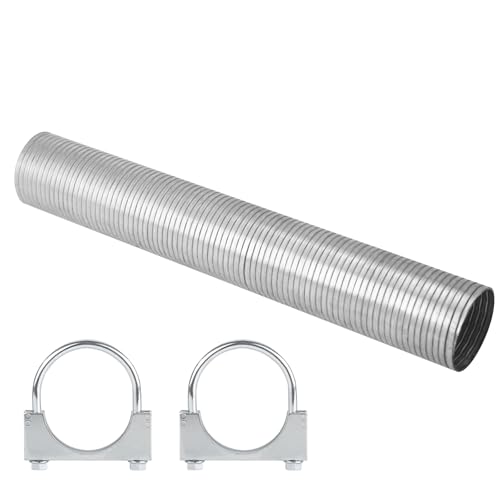 Piclafe 3 x 16.5 Length Universal Exhaust Flex Pipe 3 Inch Flexible Exhaust Pipe with 2 x U Bolt Clamps