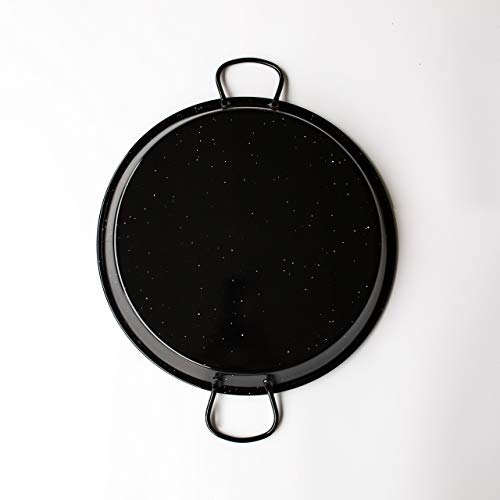 Vaello Campos Enamelled Steel Paella Pan, 42 cm, 42cm=16.53'', Black