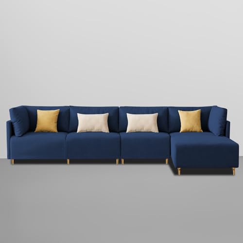 Image of Carina RHS 6 Seater L Shape Sofa Set for Living Room (Blue Fabric) Premium Fabric Sofa