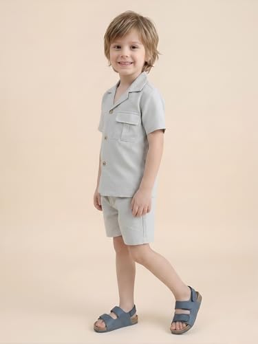 Image of POLKA TOTS 100% Cotton Co-Ord Set for Boys | Half Sleeve Shirt & Shorts Beach Outfit for Kids | Ultra-soft & Breathable Summer Clothes for Toddler & Baby Boy | Casual Dress & Printed Nightwear Set