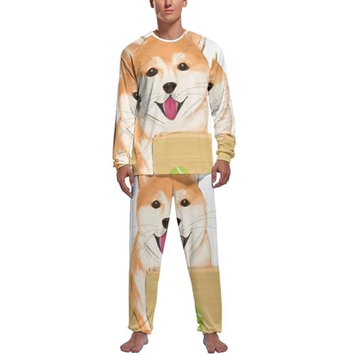 Pyjama manche longue homme motif chien drôle vêtement de nuit ensemble bas