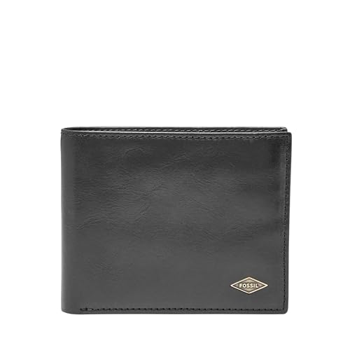 Fossil Men’s Ryan Leather RFID-Blocking Bifold with Flip ID Wallet, Black, (Model: ML3729001)