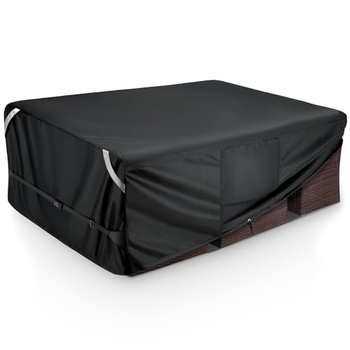 COSLFY Waterproof Patio Furniture Covers for Table and Chairs, Heavy-Duty 600D Oxford Outdoor Dining Set Cover with Drawstring, UV-Resistant All-Weather Protection, Fits 126L x 63W x 28H Inc