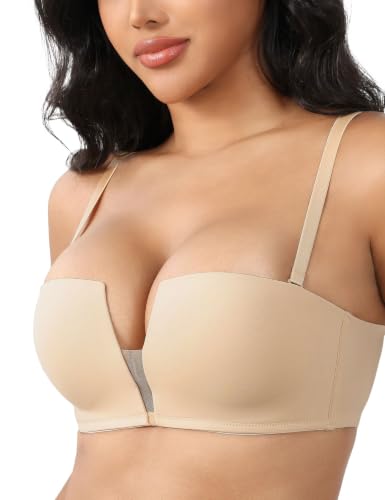 Image of Wireless Push Up Balconette Bras for Women Add 1 Cup Seamless Bra