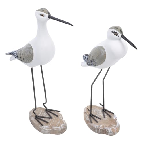 CIYODO 2 Stück Möwe-Ornament Einrichtung eines Strandzimmers nautische Seevogelstatue Möwen Ornamente lebendige Kunstvögel gefälschte Möwen Möwe Dekorationen Holz Brown