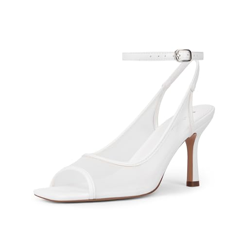 Image of Modatope Womens Heels Square Open Toe High Heels Ankle Strap Heeled Sandals for Women Party Wedding