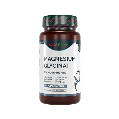 Best Immune Magnesiumglycinat 500 mg Hochdosiertes Magnesium Für Optimale Aufnahme und Bioverfügbarkeit Unterstützt Energie und Wohlbefinden 100 Vegane Kapseln