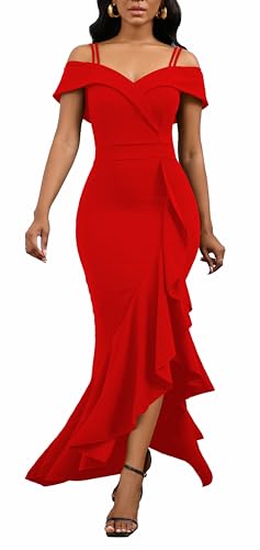 FairyLove Women's One Shoulder Sleeveless Formal Ruched Bodycon Fashion Dress Belted Cocktail Dresses