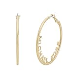 Michael Kors Stainless Steel MK Logo Hoop Earrings for Women, Color: Gold (Model: MKJ7992710)