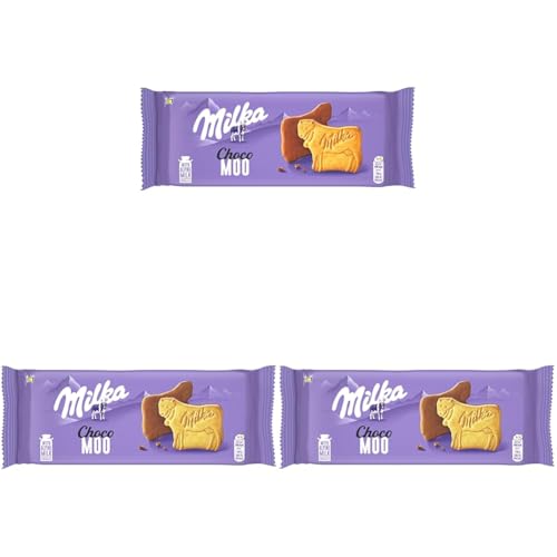 Milka Choco Moo, Galletas en Forma de Vaca Recubiertas con Chocolate con Leche de los Alpes, 120g (Paquete de 3)