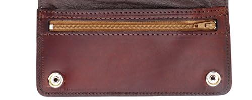 Image of RFID Blocking Men's Tri-fold Vintage Long Style cow Leather With Chain card holder Wallet,MADE IN USA