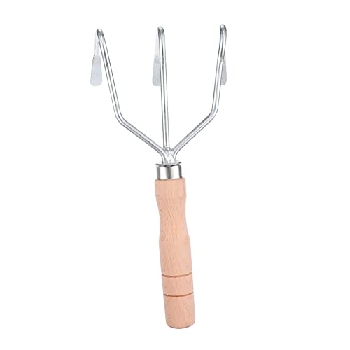 GALPADA 1pc Ergonomic Garden Cultivator with Wooden Handle Rake Tool for Digging Weeding Aerating Soil for Farm Garden Tasks