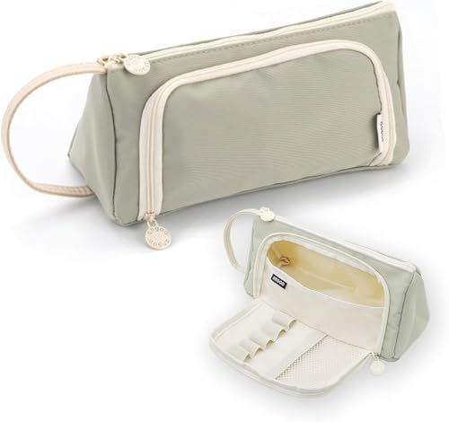 EASTHILL Big Capacity Pencil Case Large Pencil Pouch Stationery Pen Bag for Teen Girls-Green (Zoom Pista)