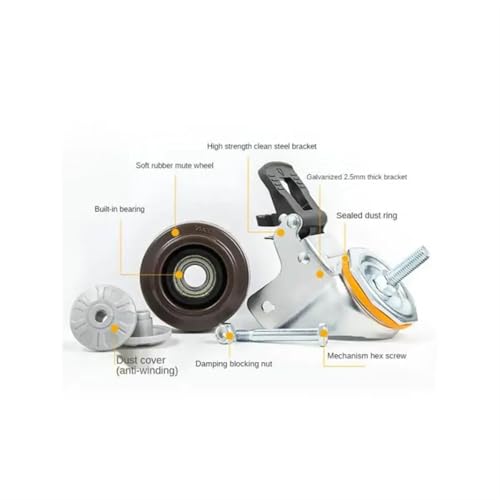 Roue universelle caoutchouc M16 avec charge renforcée 112kg - 4