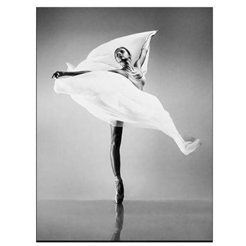 Toile de danseuse classique murale grand format déco chambre élégante triptyque noir et blanc