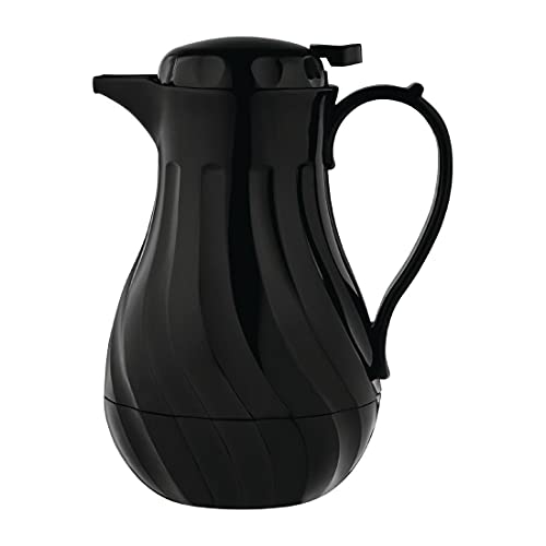 Olympia Insulated Swirl Jug Plastic 2Ltr 70oz, Black, 284(H) x 182(Ø) mm