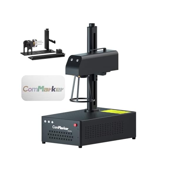ComMarker B4 JPT Mopa-vezel-lasergraveermachine, compatibel met Lightburn lasergraveermachine met 2 lenzen en L-schild, 2-in-1 computer-kleurmarkeringsmachine voor staal