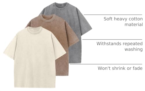 Image of Men's Oversized T-Shirts Cotton Unisex Short Sleeves Casual Loose Wash Solid Basic Tee Tops