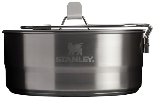 Stanley Wildfare Pro 5-Piece Stainless Steel Saucepan Cook Set | 2 qt Saucepan with Fold & Lock Handle | Cutting Board and Spoon | Camping Essentials for Your Camp Kitchen | BPA-Free