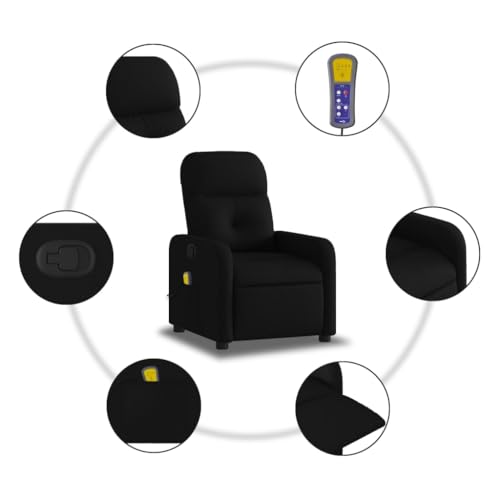 Sillón reclinable con masaje tapizado negro miniatura 7
