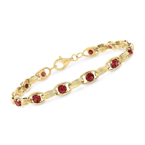 Ross-Simons 3.40 ct. t.w. Garnet Oval-Link Bracelet in 14kt Yellow Gold
