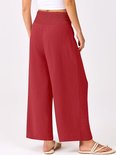 Image of ANRABESS Womens Wide Leg Palazzo Pants with Pockets | Lightweight Breathable High Waisted Pants, Beach Vacation Flowy, Lounge & Casual Summer Trousers