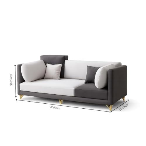 Image of RECTART Luxe 3 Seater Sofa Set for Living Room | Sectional 4 Pillows | Modern Wooden Home Furniture |