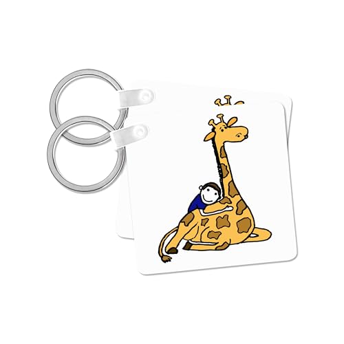 3dRose, Cute Kid Hugging Giraffe Love, set of 4 Key Chains