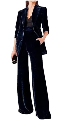 Women's Double Breasted Velvet Suit, 2 Piece Business Meetings and Office wear, Wedding banquets, Dinners and Dances