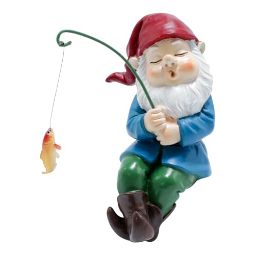 Nain de pêche : décoration décorative de pelouse, Statue extérieure en résine Figure | Jardin Nain avec Poisson, Accessoire de Bassin de Patio Amusant, idéal pour l'utilisation de la Cour, de